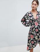 Prettylittlething Floral Asymmetric Dress - Multi