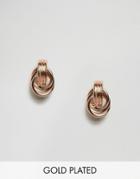 Nylon Rose Gold Plated Knotted Stud Earrings - Gold