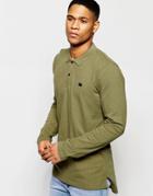 Kubban Long Sleeve Polo Pique Stitched Logo T-shirt - Green