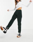 Asos Design High Rise 'slouchy' Mom Jean In Forest Green Cord