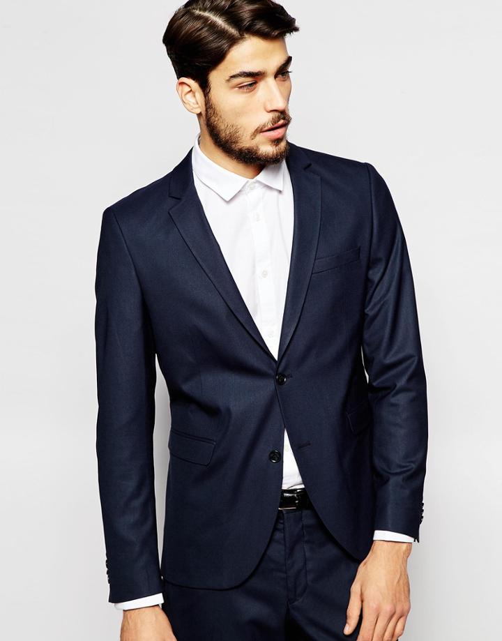 Jack & Jones Premium Suit Jacket With Stretch In Slim Fit - Blue