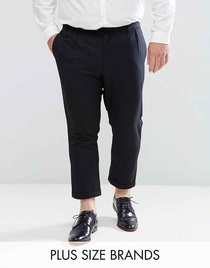 Bellfield Plus Cropped Pants With Pleated Front - Black