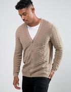 Asos Textured Cardigan In Brown - Brown