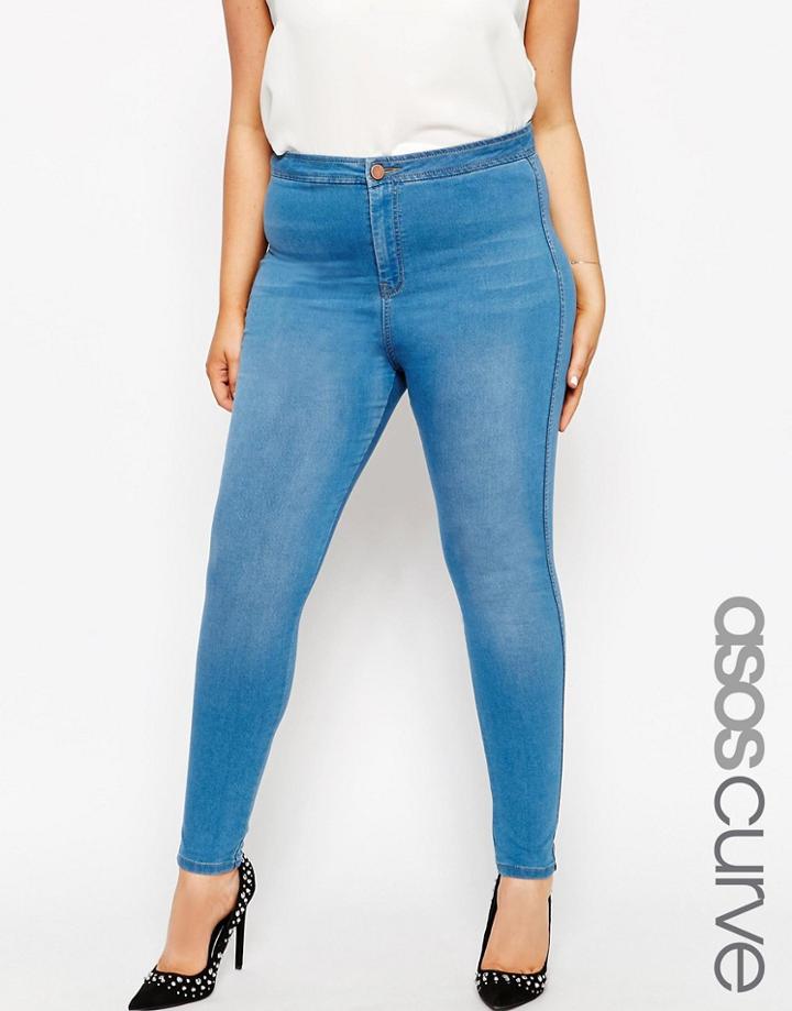 Asos Curve Rivington High Waist Jeggings In Orchid Wash - Blue Wash