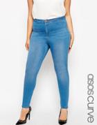 Asos Curve Rivington High Waist Jeggings In Orchid Wash - Blue Wash