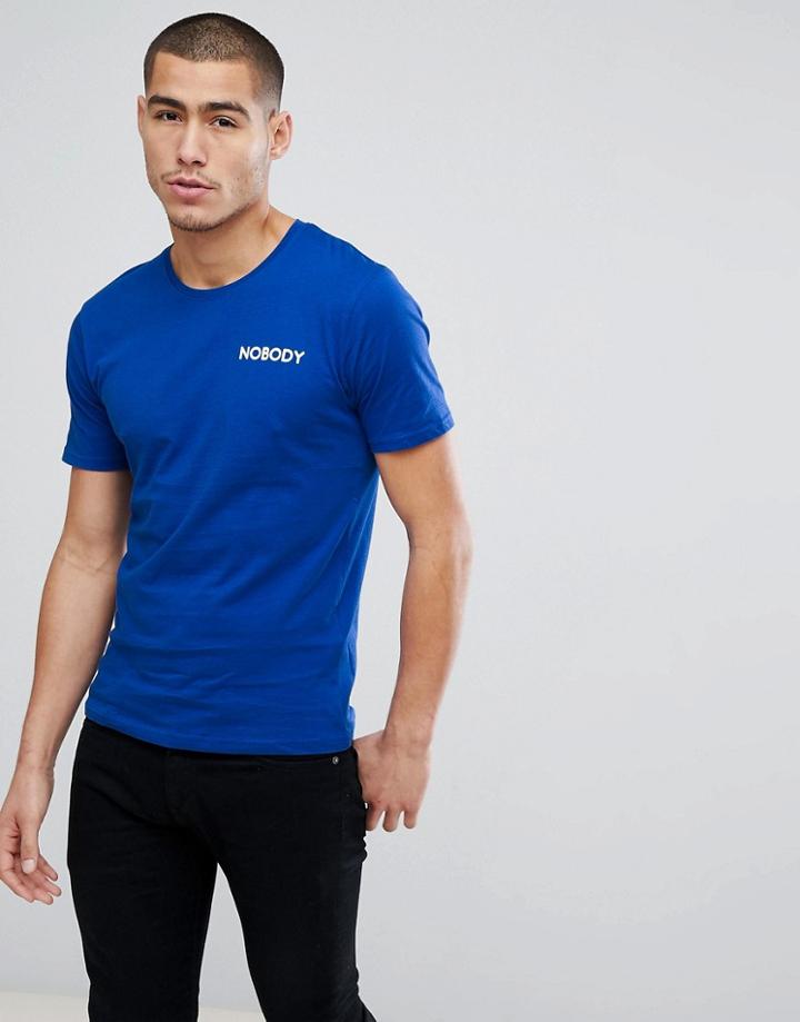 Only & Sons Crew Neck T-shirt With Nobody Logo - Navy