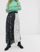 Asos Design Cut About Wrap Pleat Midi Skirt In Mix Floral - Multi
