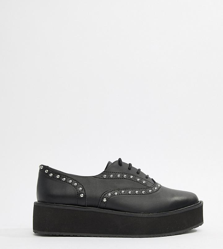 Monki Platform Lace Up Shoes In Black