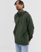 Asos Design Oversized Hoodie With Zip Neck In Green