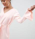 Asos Design Petite Mini Shift Dress With Flared Cuff - Pink