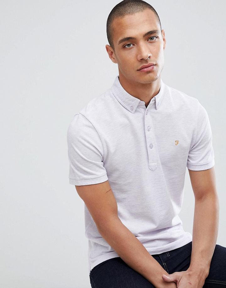 Farah Merriweather Slim Fit Marl Polo In Lilac - Purple