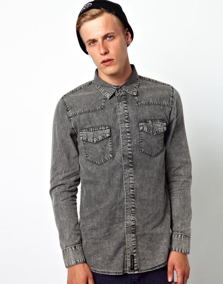 Afends Denim Shirt With Acid Wash