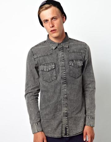 Afends Denim Shirt With Acid Wash