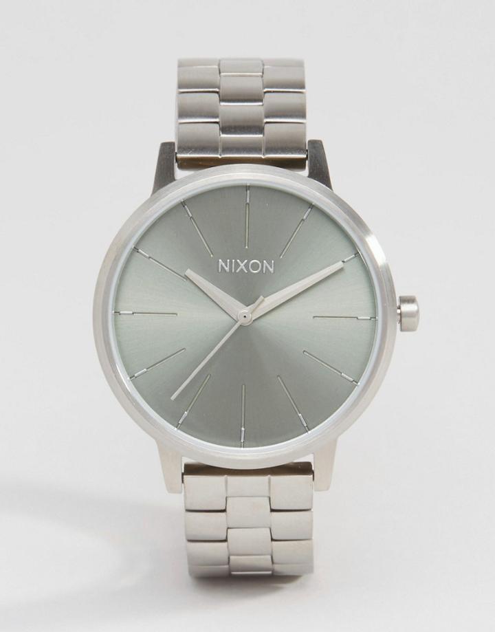 Nixon Kensington Green Face Watch - Silver