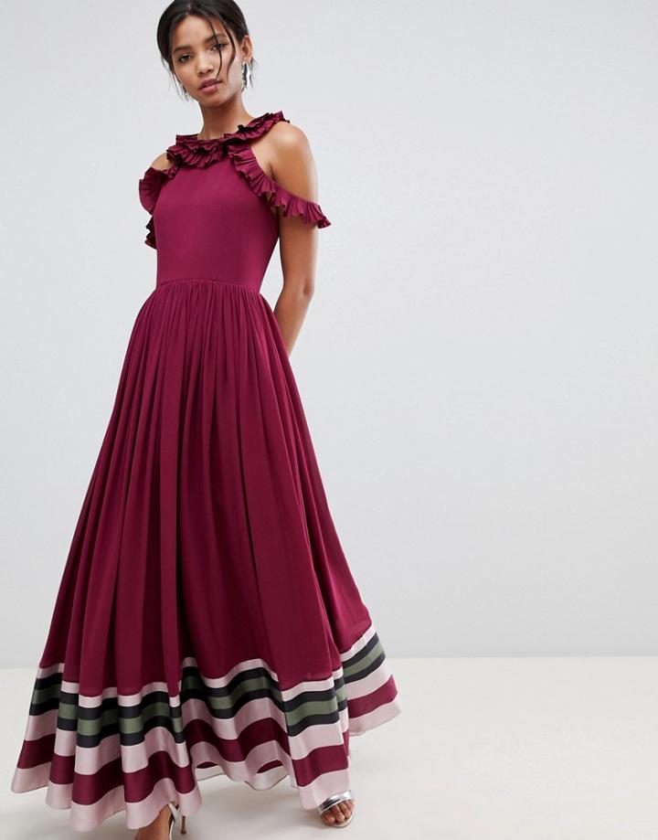 Ted Baker Stepha Maxi Dress In Imperial Stripe - Red