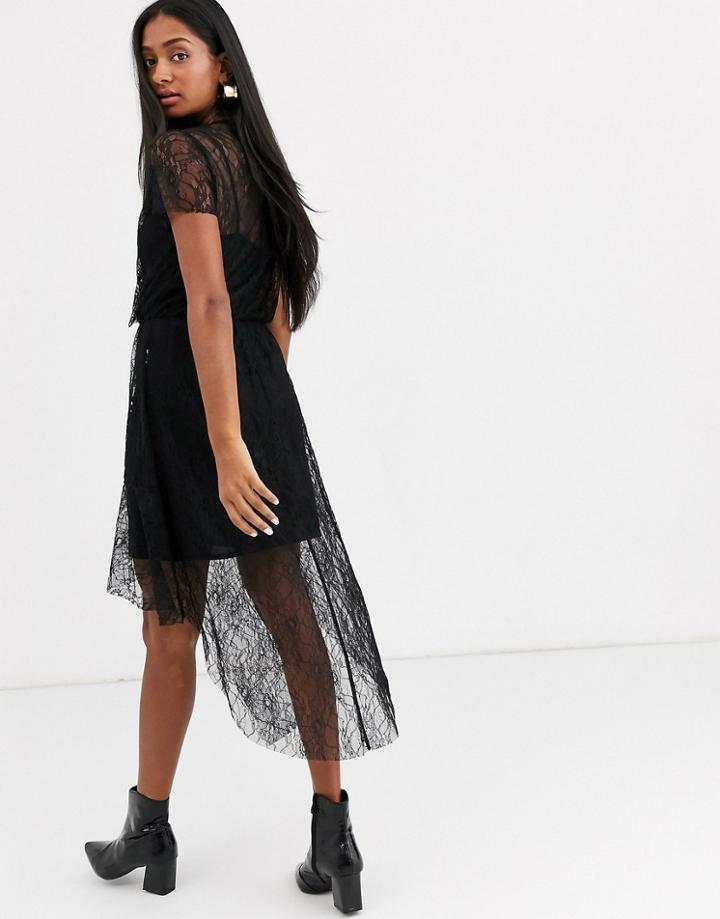 Stradivarius Lace Dress In Black