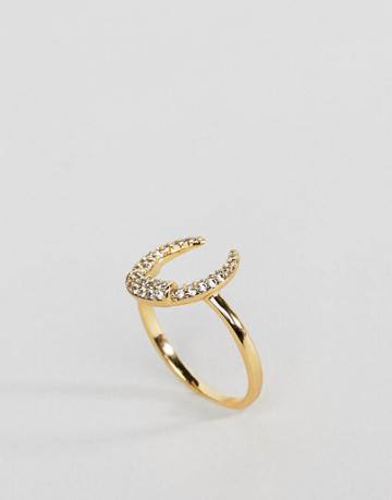 Orelia Crystal Crescent Ring - Gold