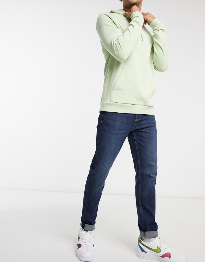 Asos Design Skinny Jeans In Dark Wash Blue-blues