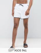 Asos Tall Runner Swim Shorts In White In Short Length - White