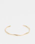 Asos Design Cuff Bracelet In Twist Design With Brushed Finish In Gold - Gold