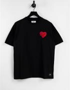 Sixth June Heart Embroidered Patch Oversize T-shirt In Black