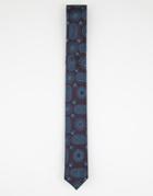 Bolongaro Trevor Skinny Tie In Teal Skull And Paisley Print-black