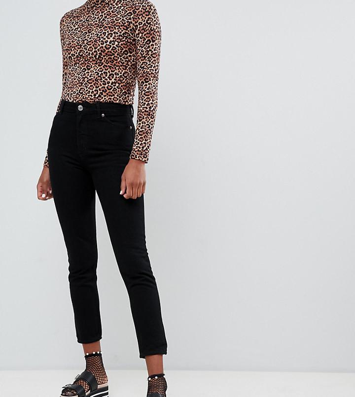 Monki Kimomo High Waist Mom Jeans With Organic Cotton In Deep Black - Black