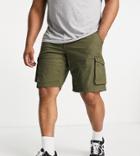 Only & Sons Plus Cargo Shorts In Khaki-green