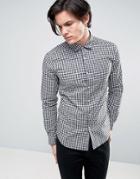 Asos Stretch Slim Gingham Check Shirt In Black - Black