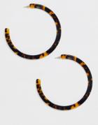 Asos Design 10cm Hoop Earrings In Tortoiseshell - Multi