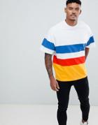 Asos Design Oversized T-shirt With Bright Color Block In White - White