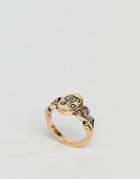 Asos Design Ornate Monogram 'r' Initial Ring - Gold