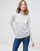 Minimum Eve Wool & Cashmere Mix Roll Neck Sweater In Light Gray - Gray