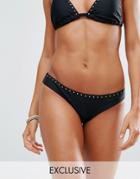 South Beach Stud Detail Bikini Bottom - Black