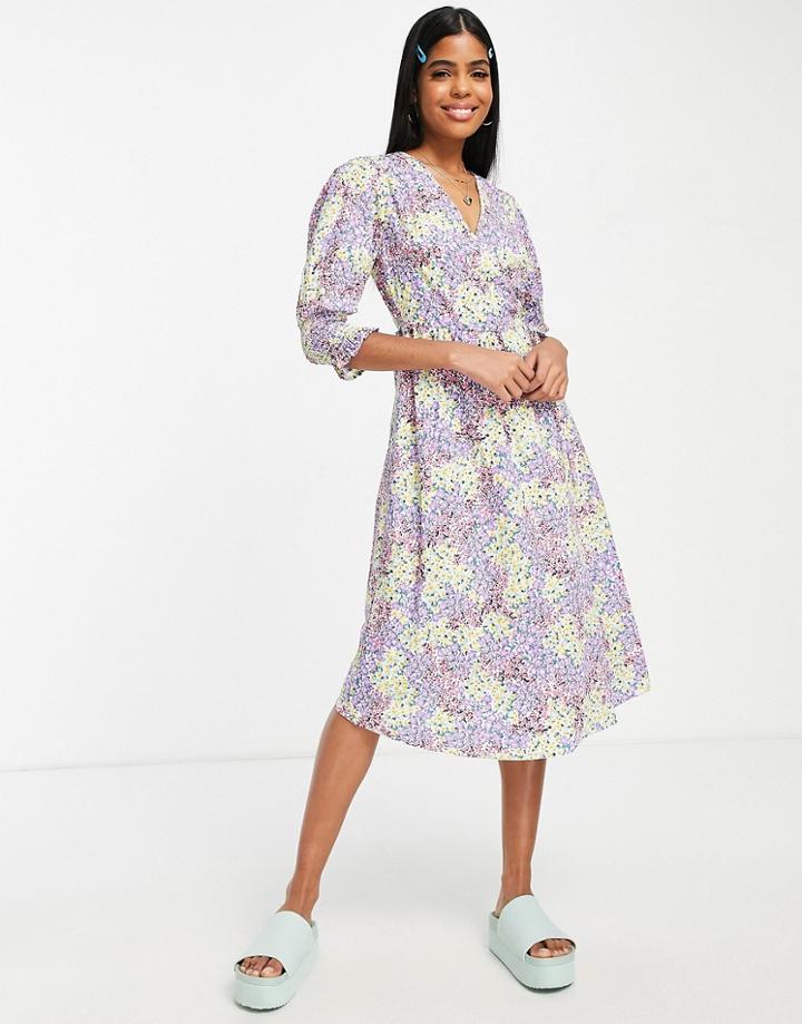 Influence Smock Midi Dress In Multi Floral