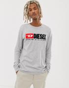 Diesel T-just-ls-division Long Sleeve T-shirt In Gray - Gray