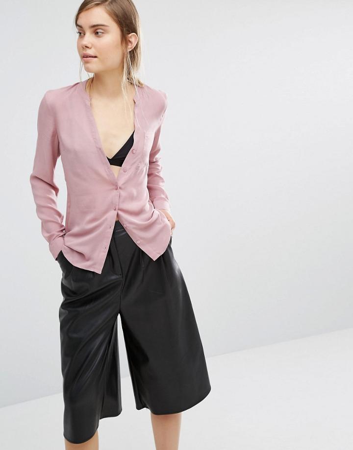 Vero Moda Collarless Shirt - Pink