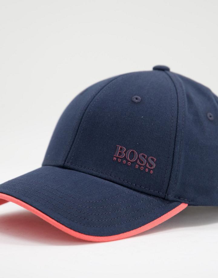 Boss Contrast Baseball Cap In Navy/ Pink
