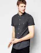 Asos Jersey Shirt In Charcoal With Short Sleeves In Regular Fit - Charcoal