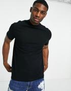 Asos Design Pique T-shirt With Turtleneck In Black