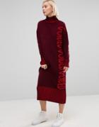 Asos Voided Sweater Dress In Maxi Shape - Red