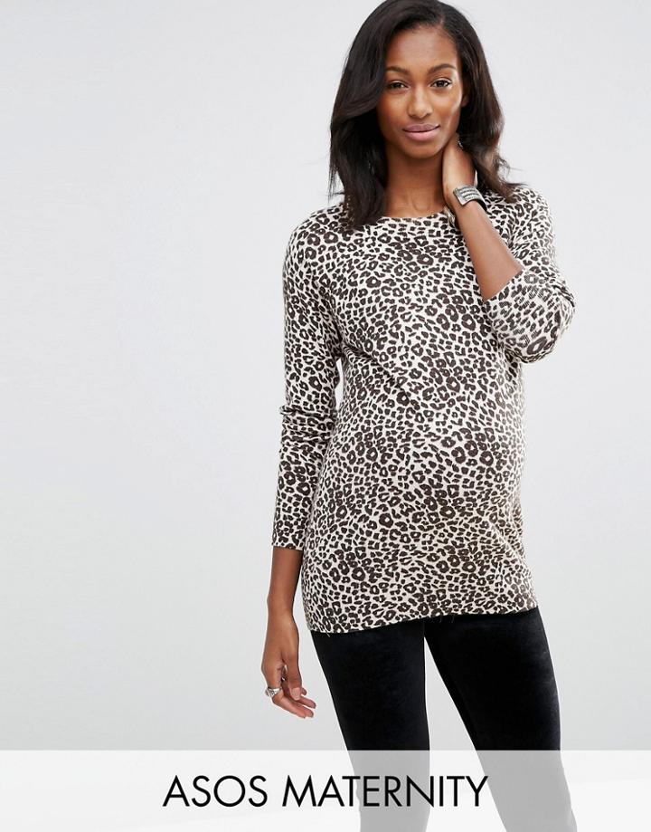 Asos Maternity Sweater In Leopard - Multi