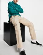 Topman Straight Cargo Pants With Adujsters In Stone-neutral