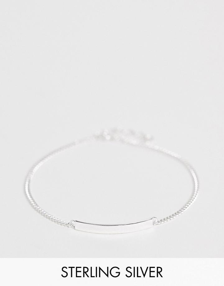 Asos Design Sterling Silver Bracelet With Id Tag - Silver