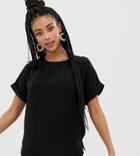New Look Tee With Roll Sleeves In Black