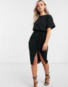 Ax Paris Batwing Shift Dress In Black