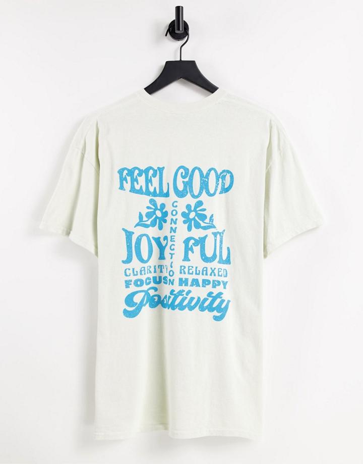 New Look Oversized T-shirt With Feel Good Back Print In White