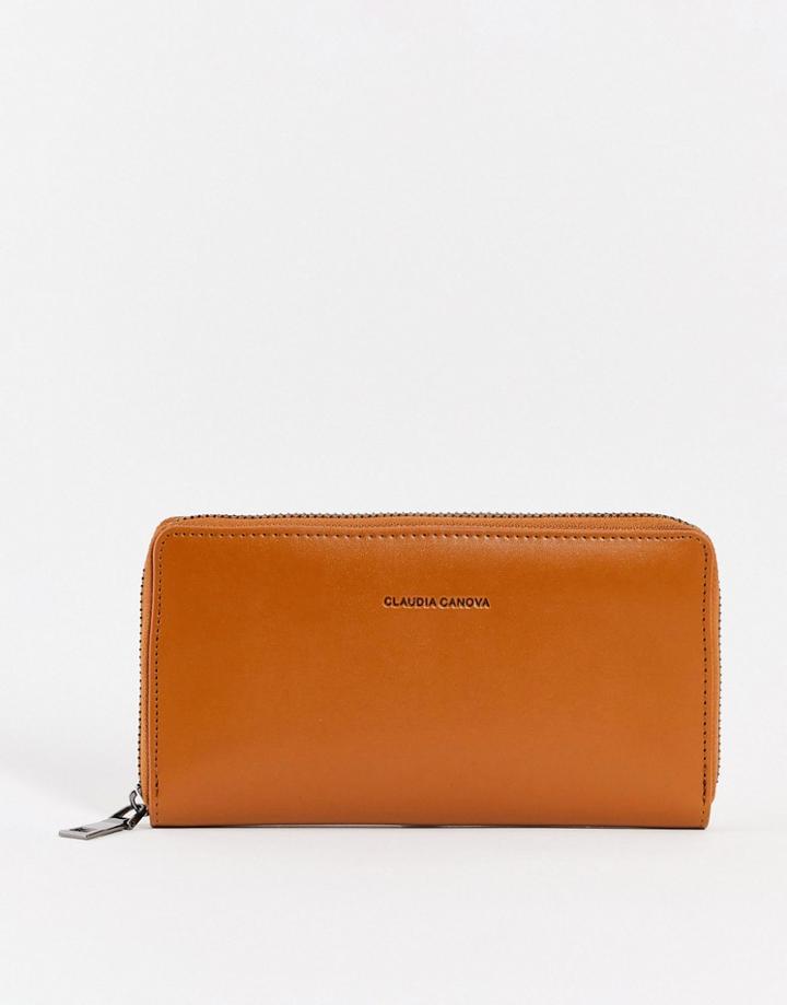 Claudia Canova Large Zip Around Wallet In Tan-brown