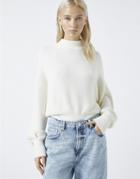 Pull & Bear Soft Touch Sweater In Ecru-white