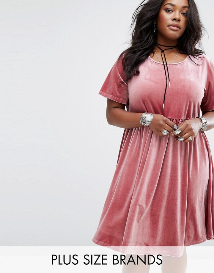 Alice & You Velvet Smock Dress - Pink